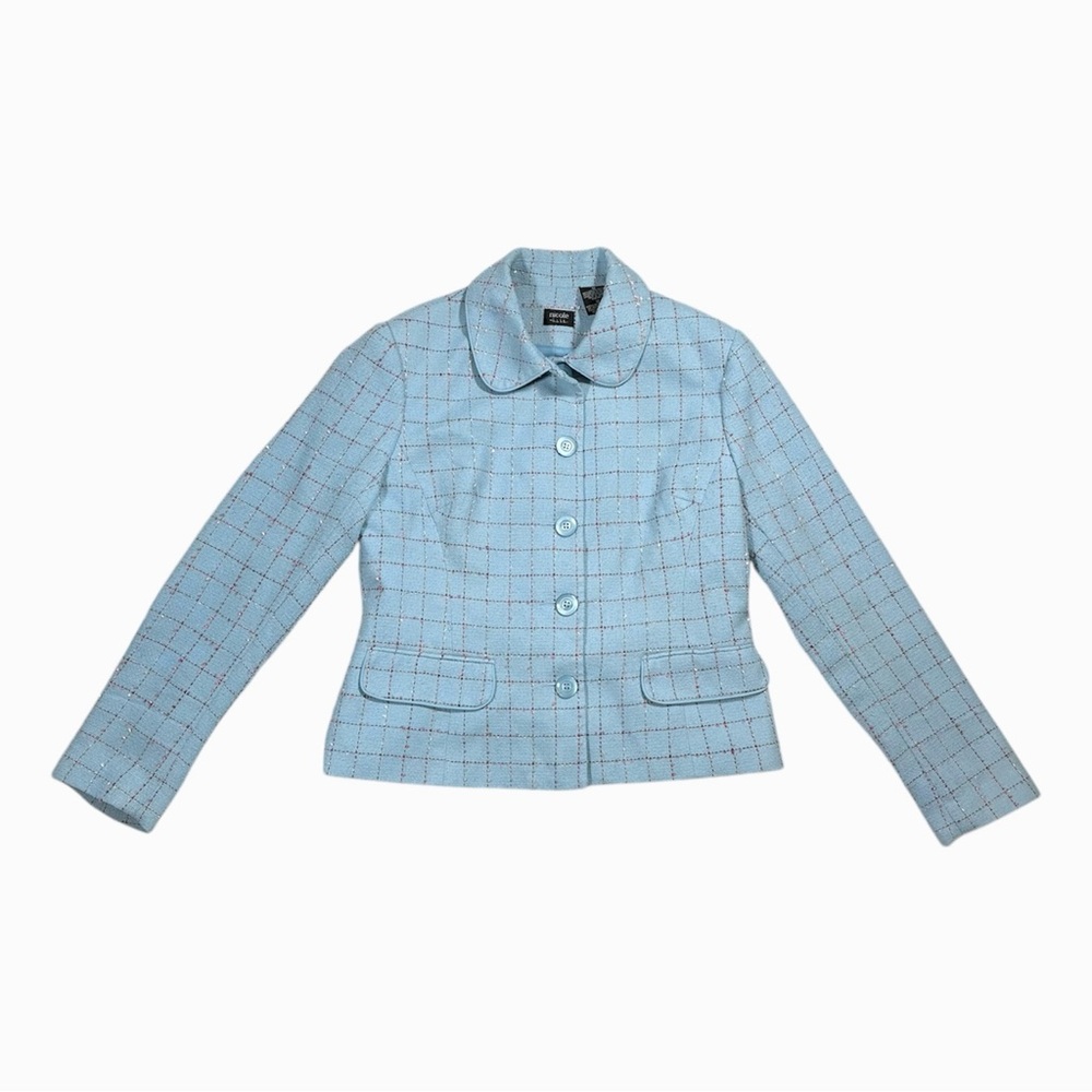 2000’s Baby Blue & Pink Plaid Jacket